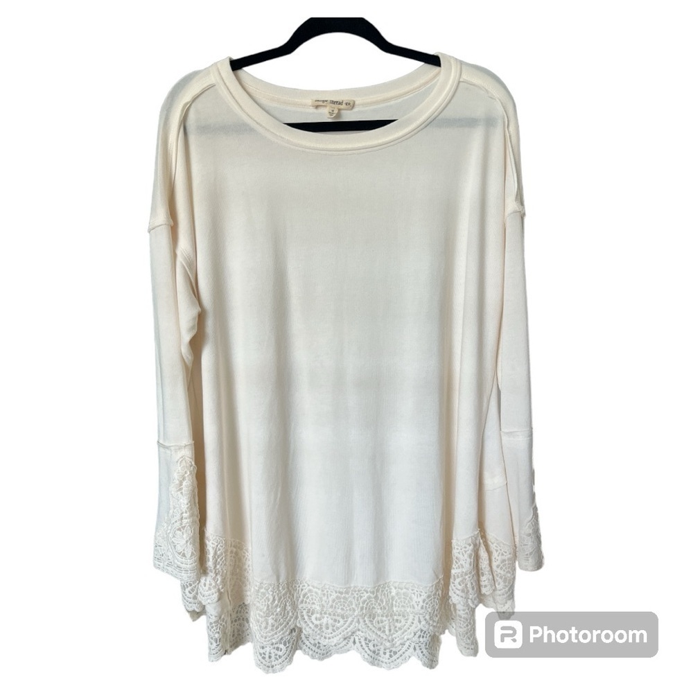 Indigo Thread Co. women’s long sleeve boho cream tunic top size Medium - Picture 1 of 5